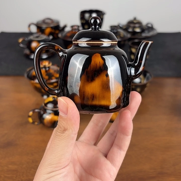 瓷玳瑁釉秤砣壶壶壶