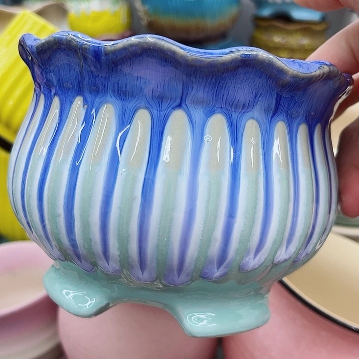 多肉绿植陶瓷花盆9.9包邮，有孔