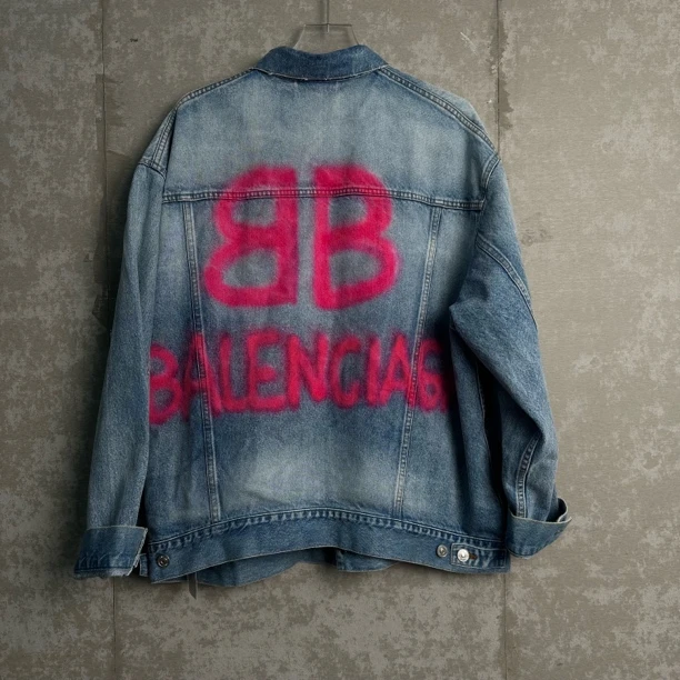未使用 Balenciaga/巴黎世家 S*1/双B做旧款牛仔外套/13933/JP