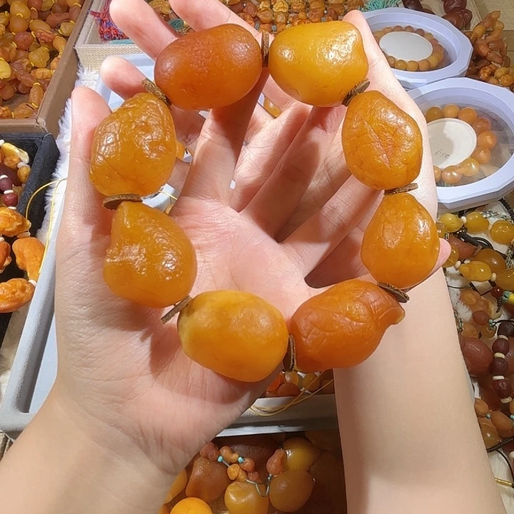 琥珀未镶嵌手链蜜蜡海漂手持
