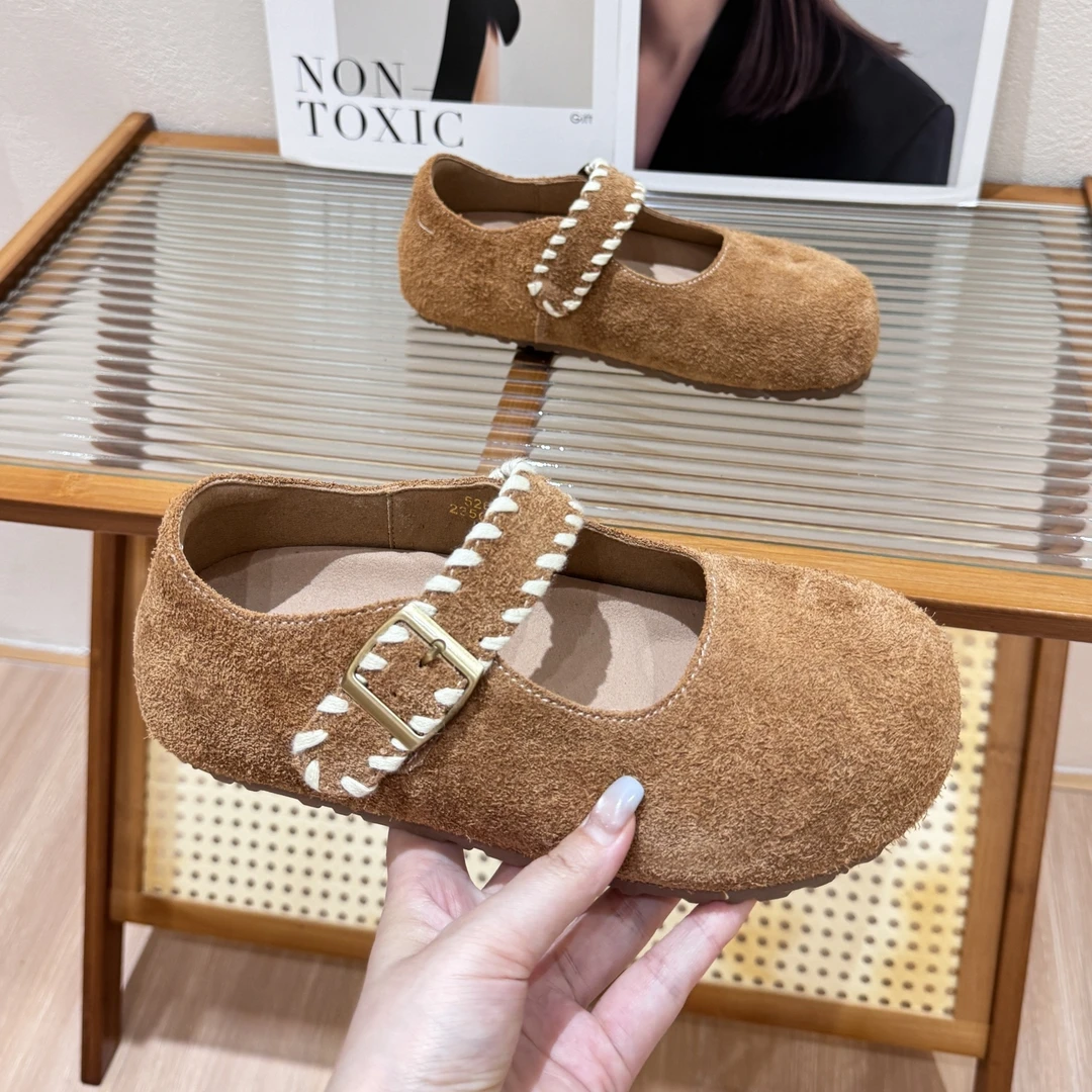 小众复古勃肯鞋女2025秋季新款百搭圆头平底娃娃鞋洋气豆豆鞋秋冬