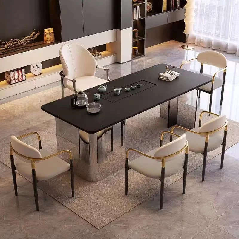 2025新款轻奢悬浮岩板茶桌椅现代简约高级感办公泡茶一体客厅茶桌