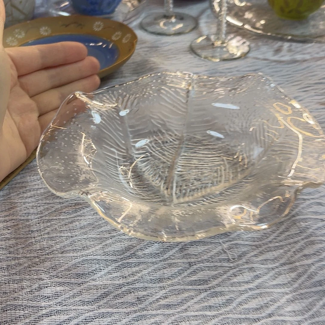 瓷片浮雕琉璃异形盘子绝美20