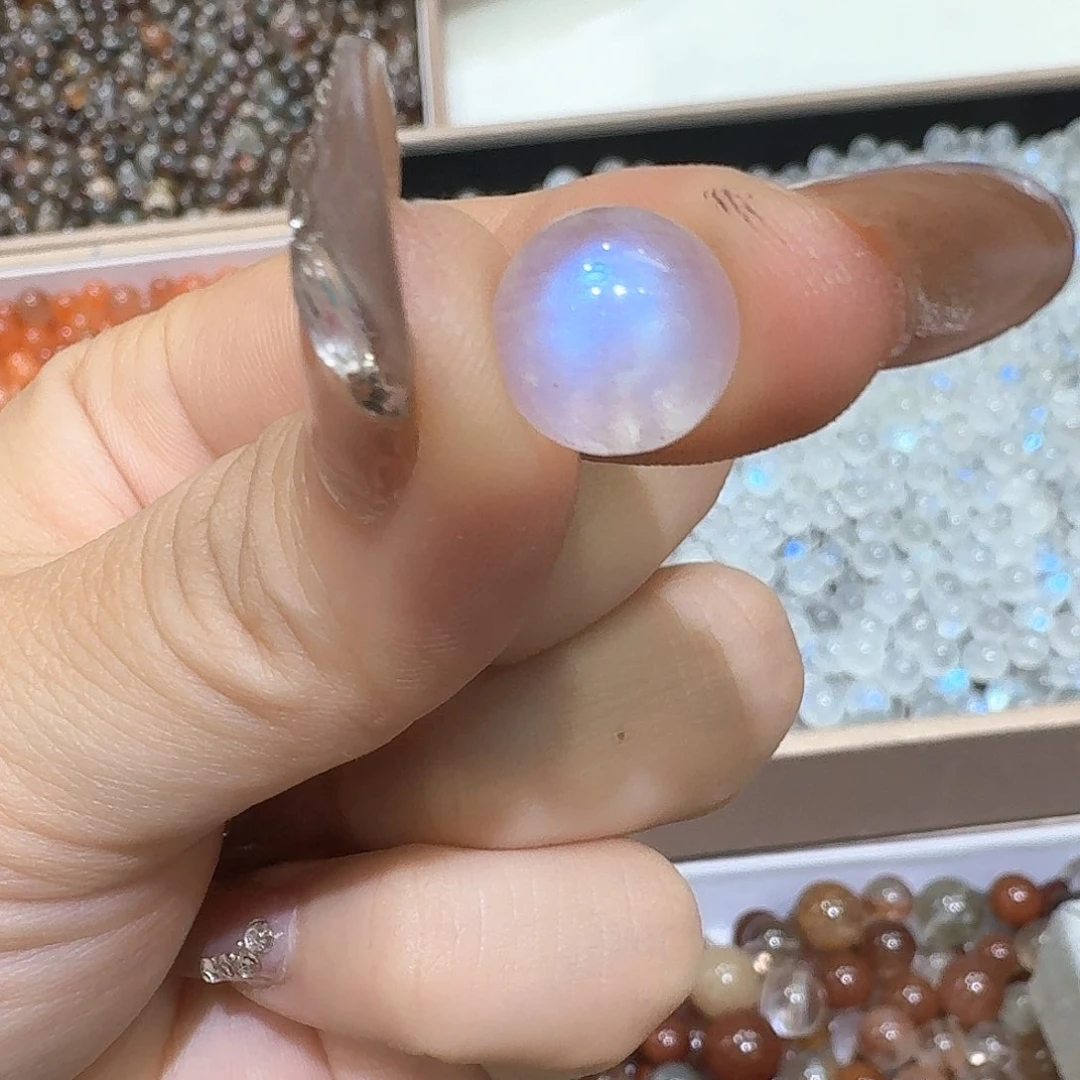 水晶单珠未镶嵌天然水晶蓝月光确定打孔不退不换