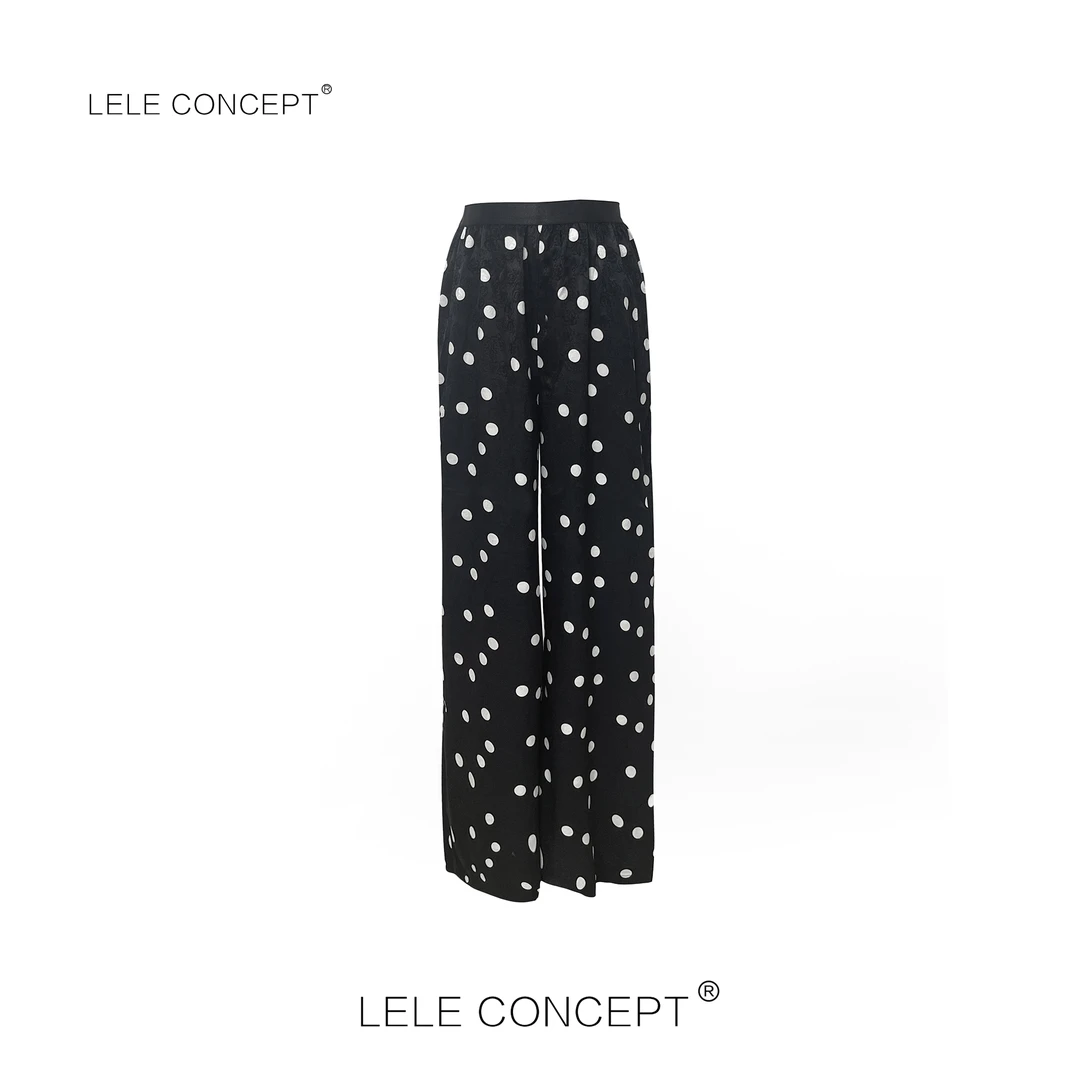 【波点裤】夏波点长裤松紧腰法式赫本风K0417