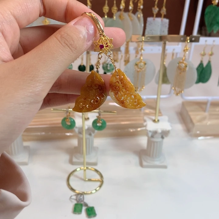 翡翠银S925镶嵌耳饰耳饰