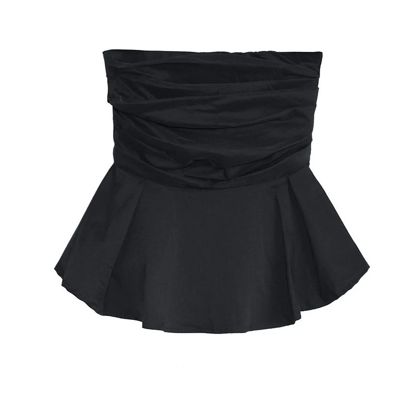 （年中清清）小众别致褶皱抹胸背心上衣Y7209