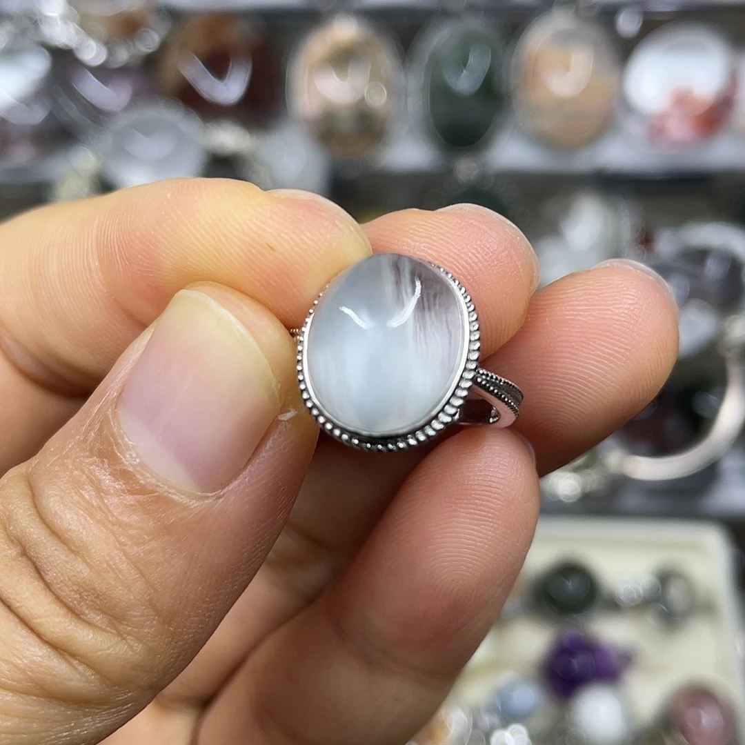【闪购商品】银S925镶嵌珠宝半成品水晶戒指
