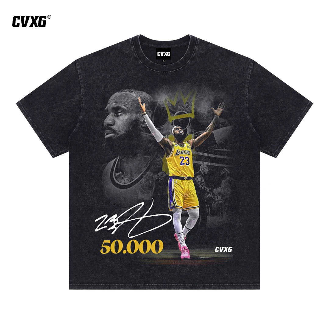 CVXG美式商店（5万记录詹）美式重磅纯棉球星T恤上衣篮球康利直喷