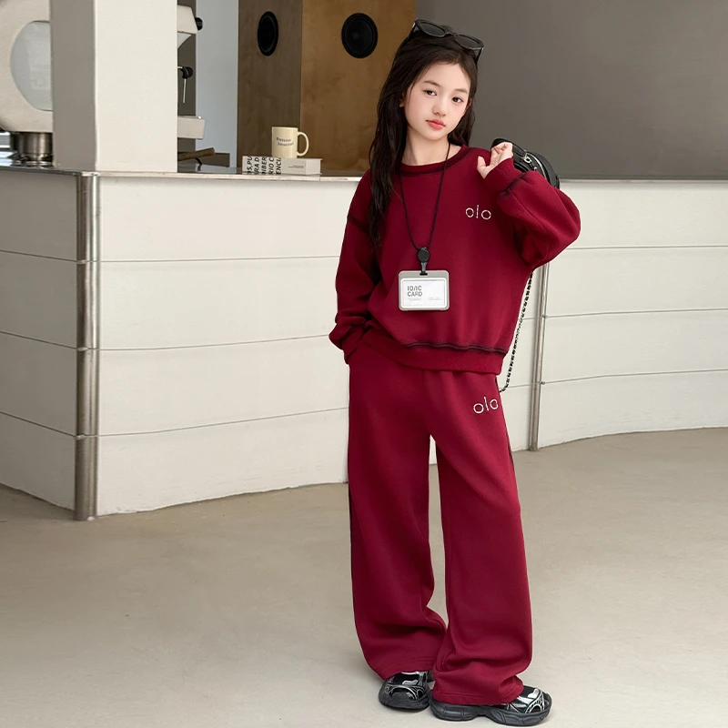 【酷哒仔】女童休闲风卫衣裤子两件套装2025秋季中大童学生女孩子潮