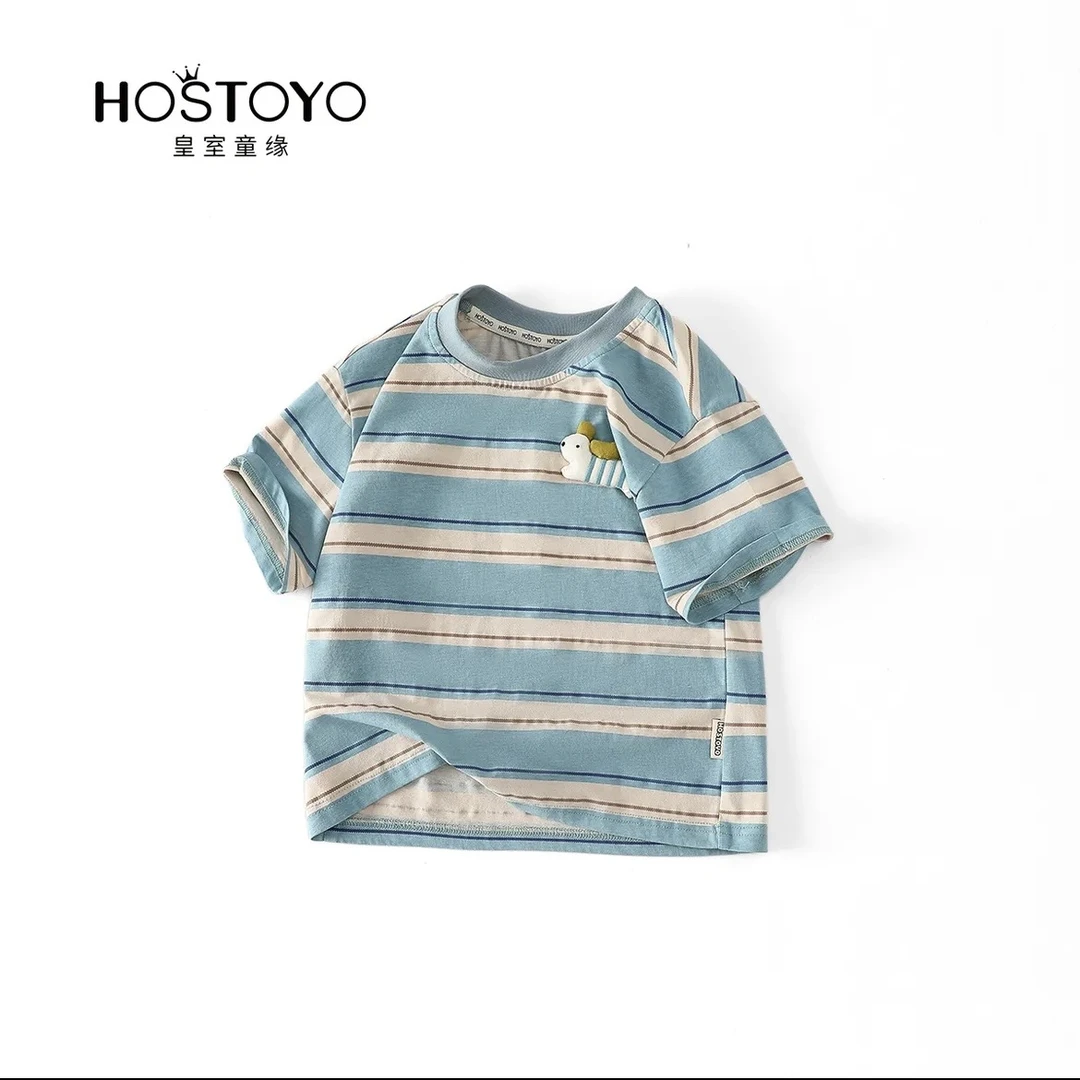 皇室童缘【亲肤】中大童2025男童夏装短袖舒适休闲柔软T恤夏款