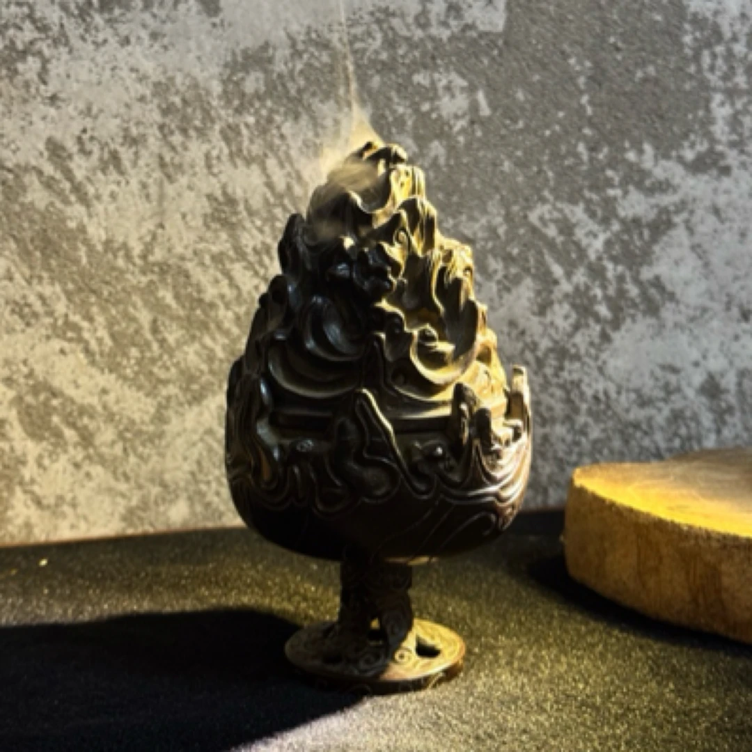 善元门紫铜博山香炉