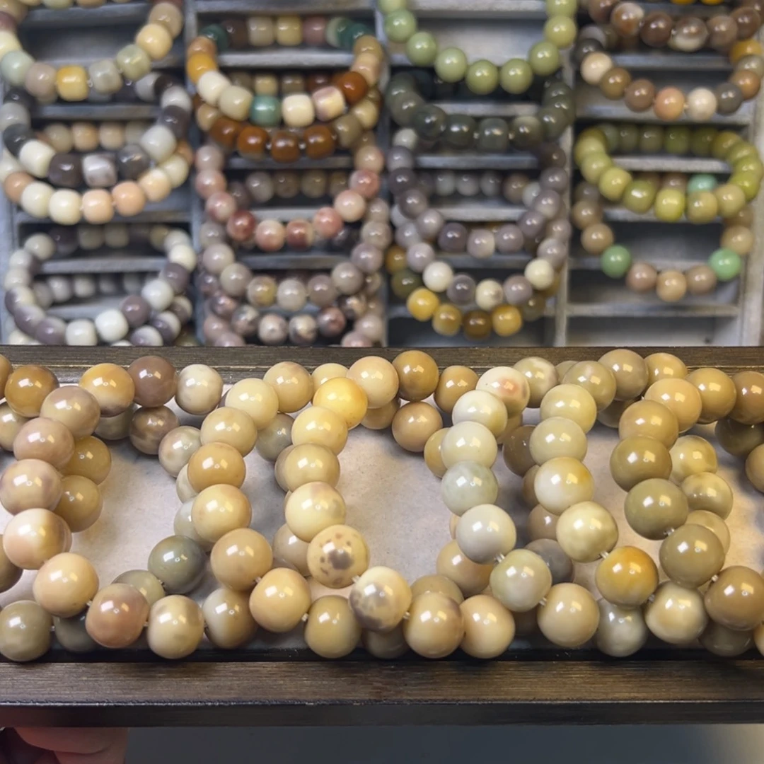 手串菩提根/象牙果斑点卡14桶珠随机发不退换