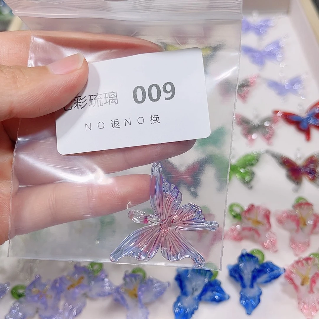 玻璃颈饰9粉紫蝴蝶