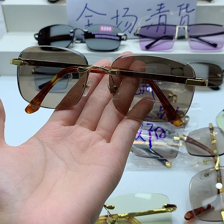 茶水晶方圆款眼镜
