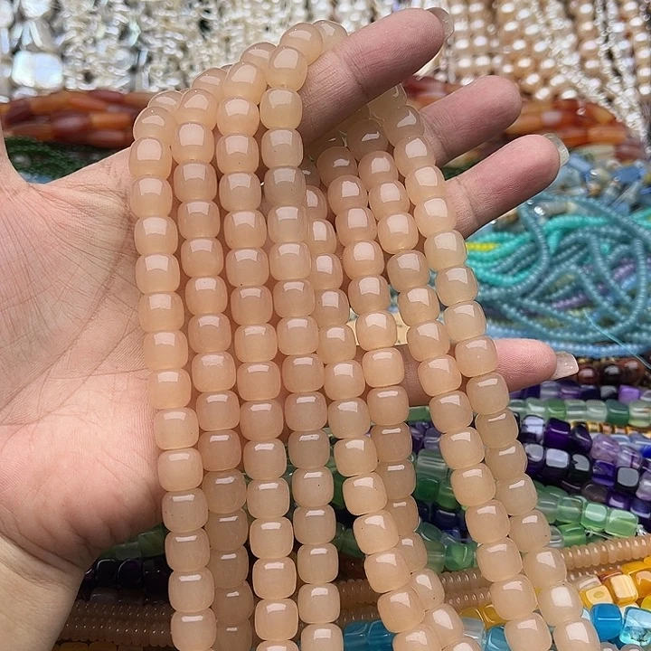 玛瑙/玉髓未镶嵌珠宝半成品一条10mm藕粉老型珠