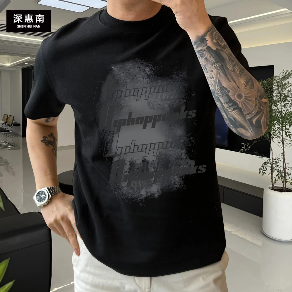 深惠南重磅纯棉短袖T恤青年男女款夏季ins男士男生街头宽松圆