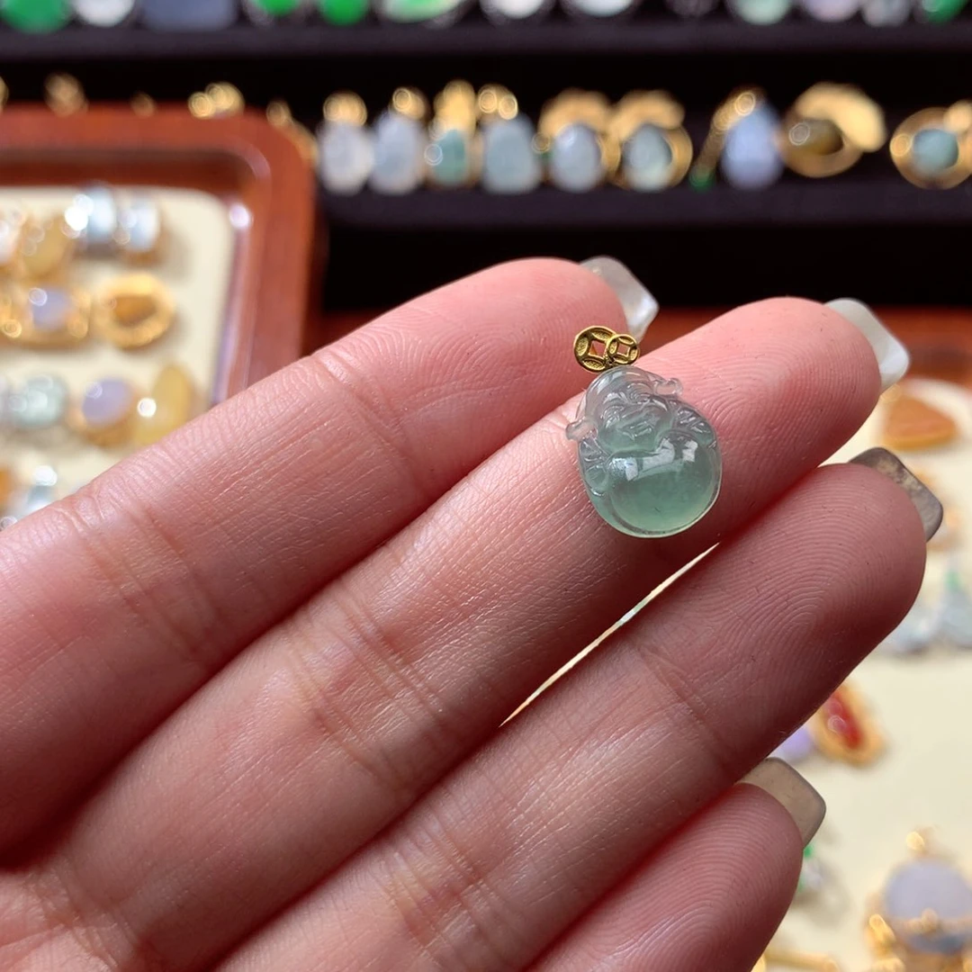 翡翠颈饰18K金镶嵌用****8翡翠