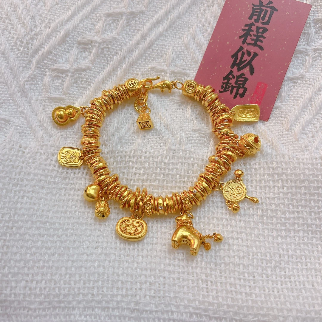 足金999  投资饰品黃金手链卡7    77.58   17手围