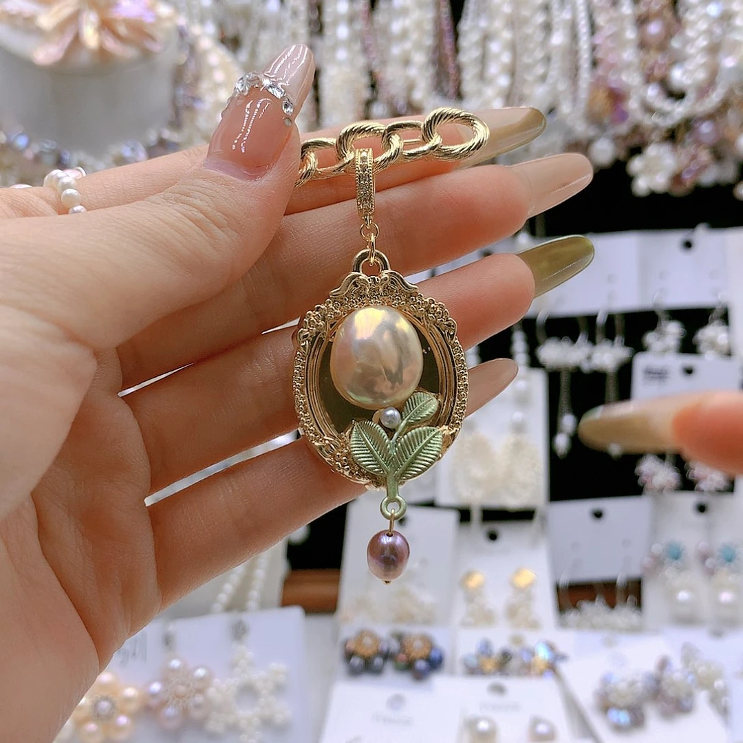 银S925镶嵌耳饰淡水珍珠