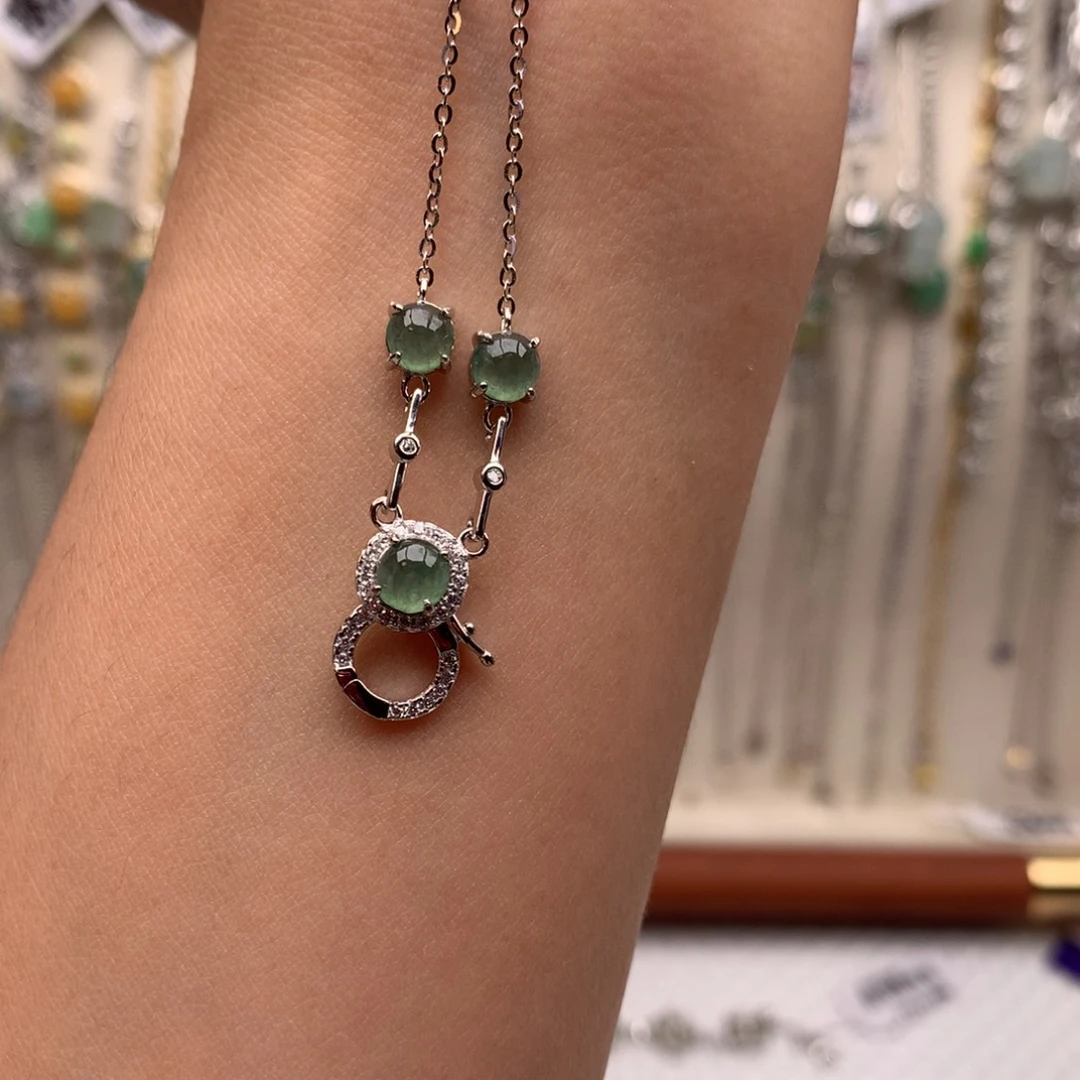 翡翠银S925镶嵌戒指项链