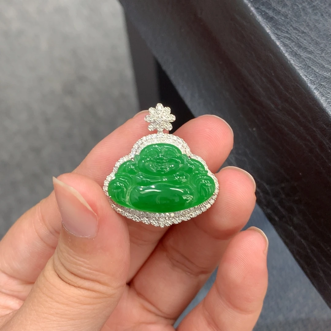 翡翠18K金镶嵌吊坠(不含链)吊坠