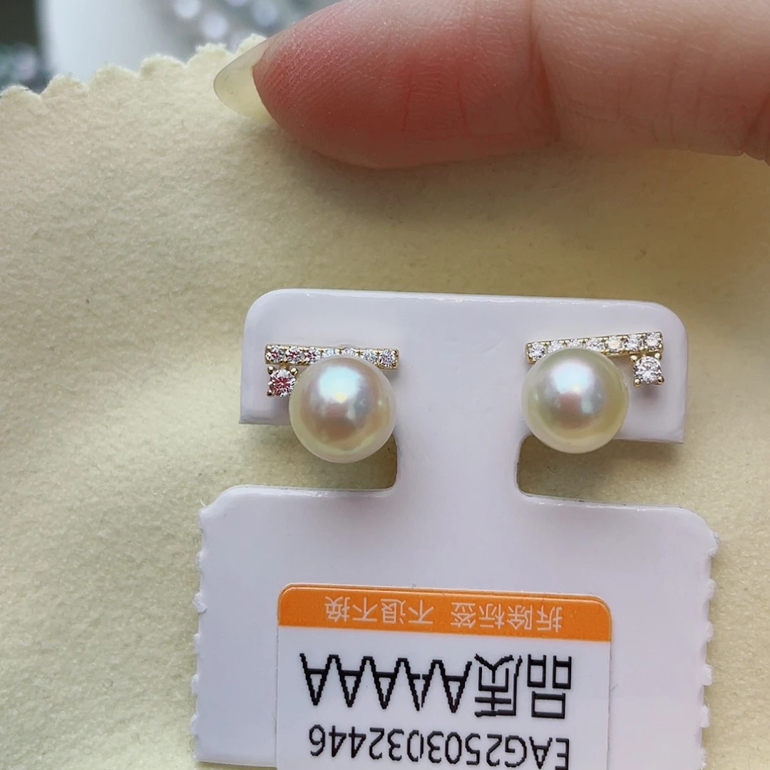 银S925镶嵌耳饰海水珍珠w45