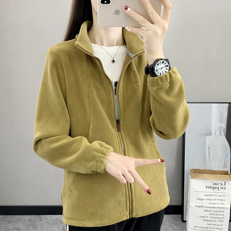 秋冬款女士高领情侣双面绒户外卫衣摇粒绒套头保暖立领休闲打底衫