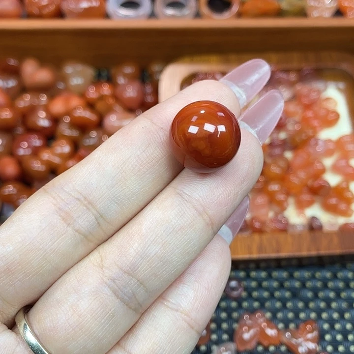 南红玛瑙未镶嵌颈饰火焰纹单珠