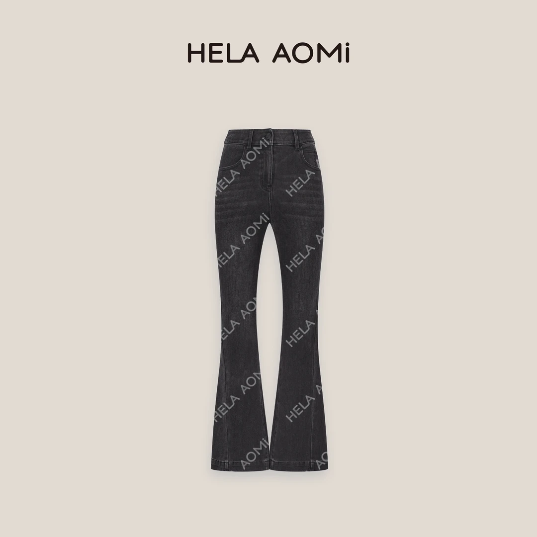 HELA AOMI“立裁牛仔”莱赛尔四面弹修身显瘦简约设计感微喇牛仔裤
