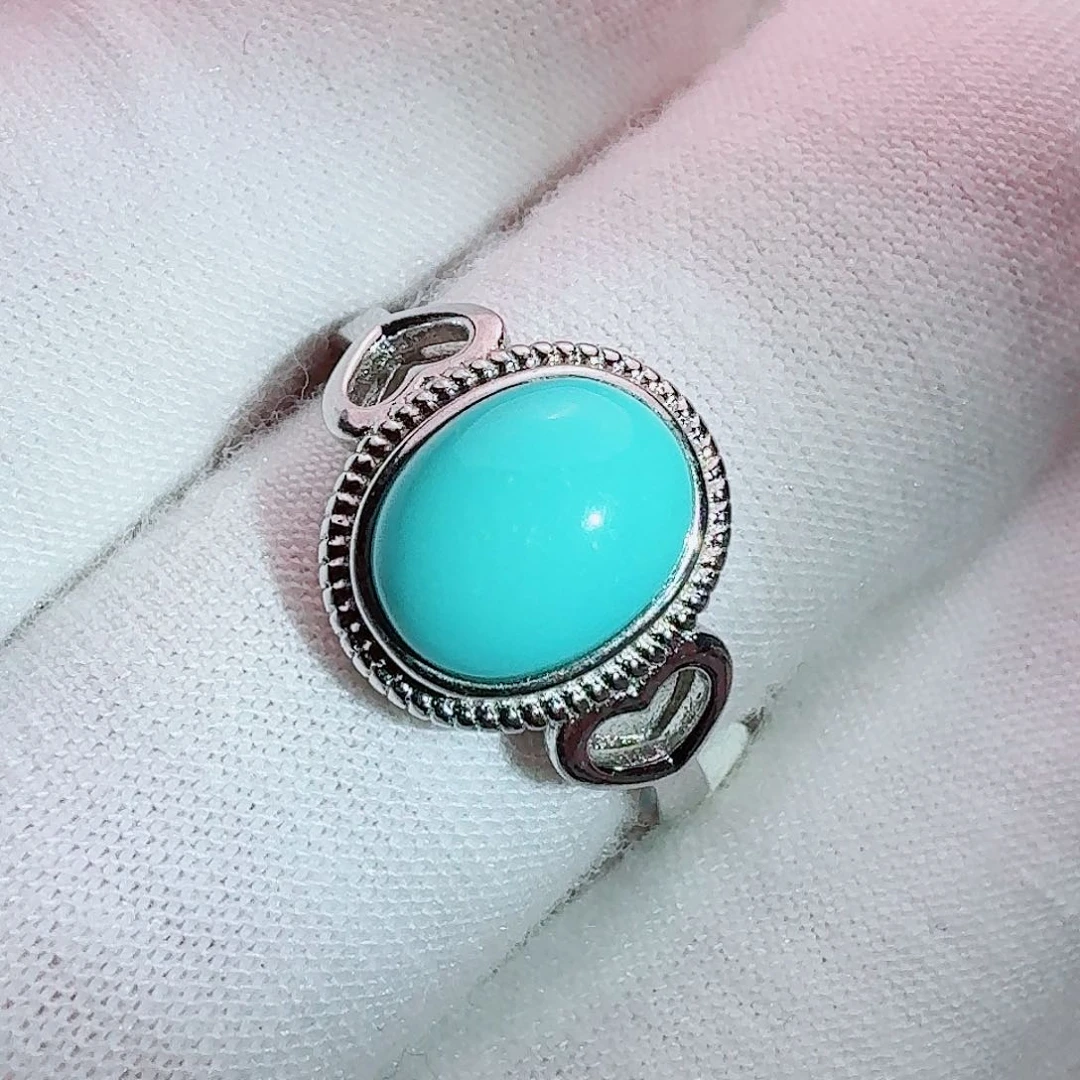 绿松石银S925镶嵌设计款饱满戒指