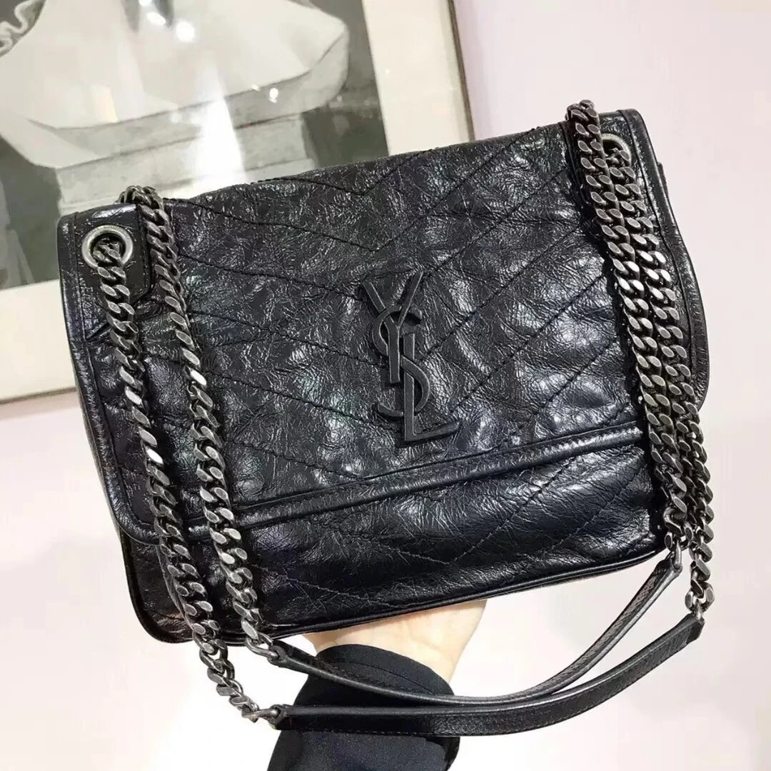 95新 YSL/圣罗兰 包展专属 YSL黑银Niki中号