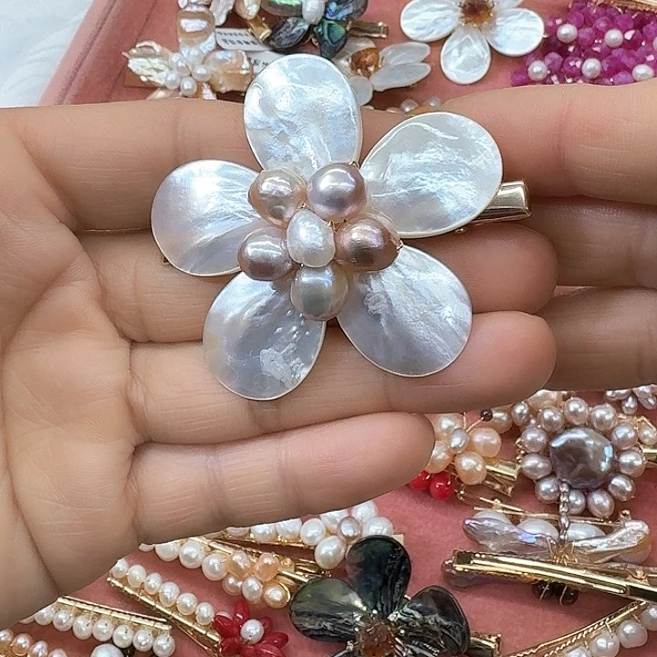 淡水珍珠发饰银S925镶嵌