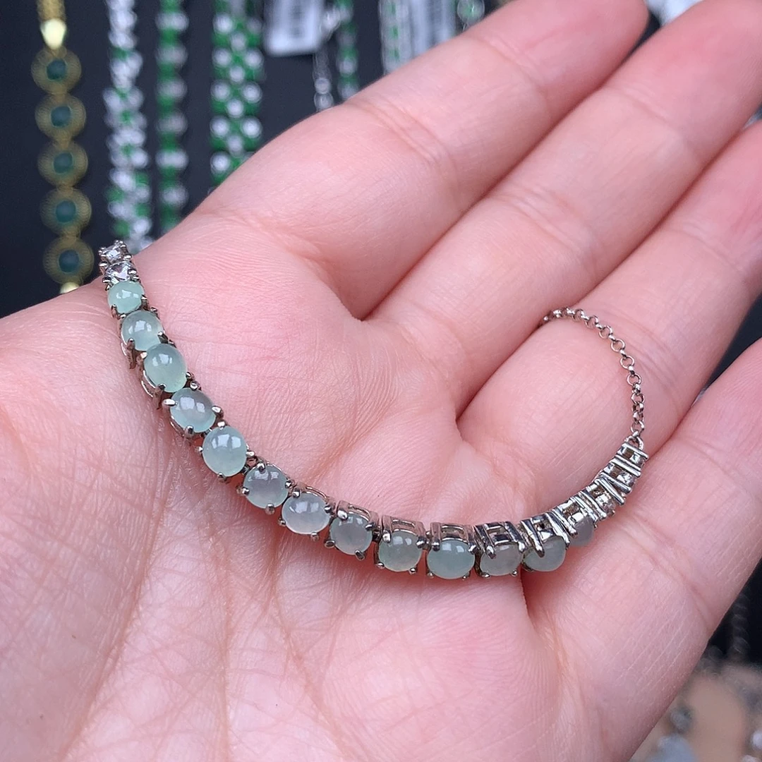 翡翠银S925镶嵌手链