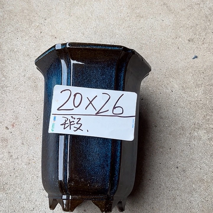 紫砂花盆宜兴紫砂花盆脚嗑釉色不均匀铁子