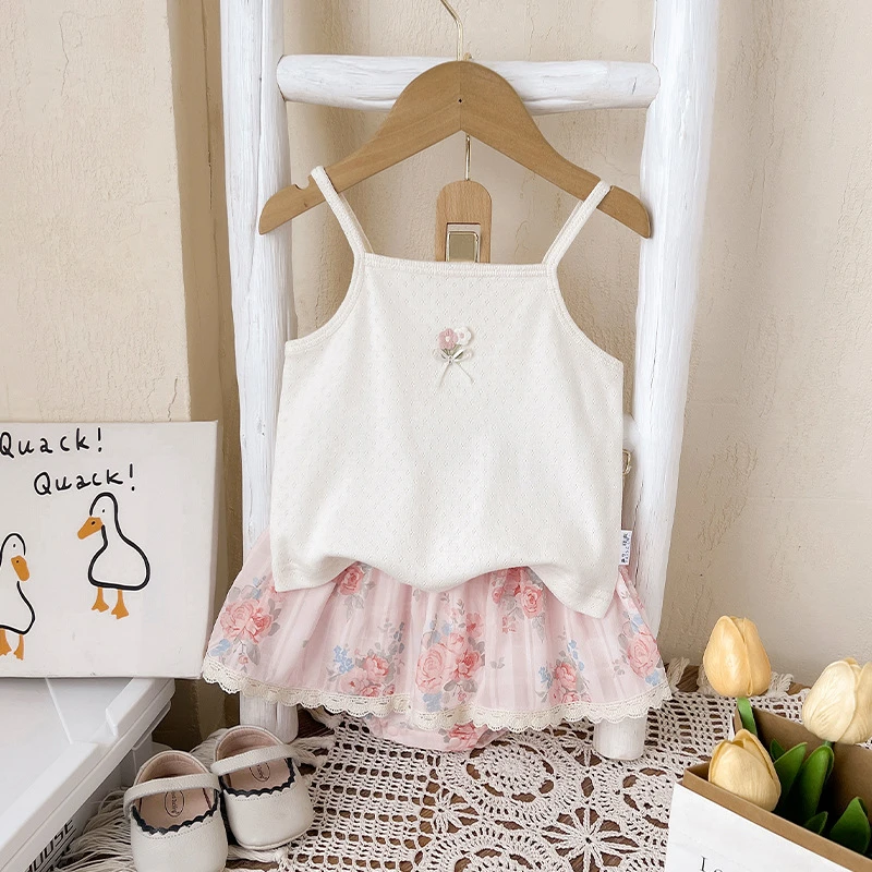 新款女宝宝夏季吊带衫可爱公主包屁裙婴儿分体套装夏装衣服外出服