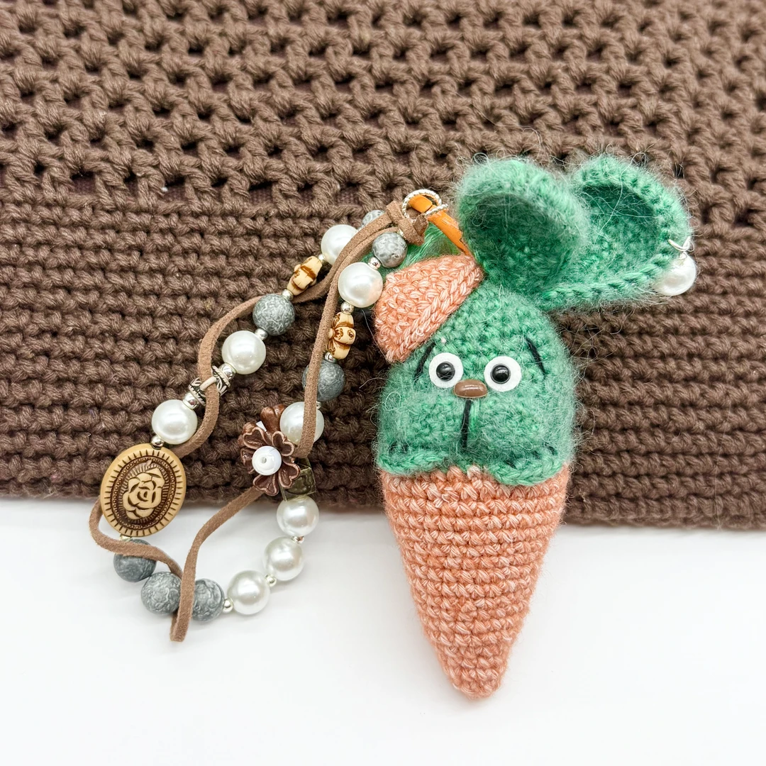 柒小七搞怪鼠手工编织娃娃吊饰配饰成品