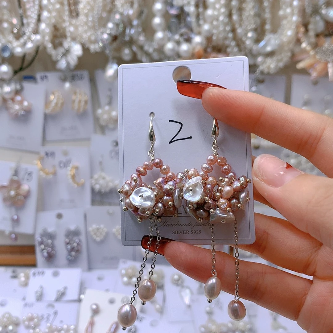 银S925镶嵌淡水珍珠耳饰前****水