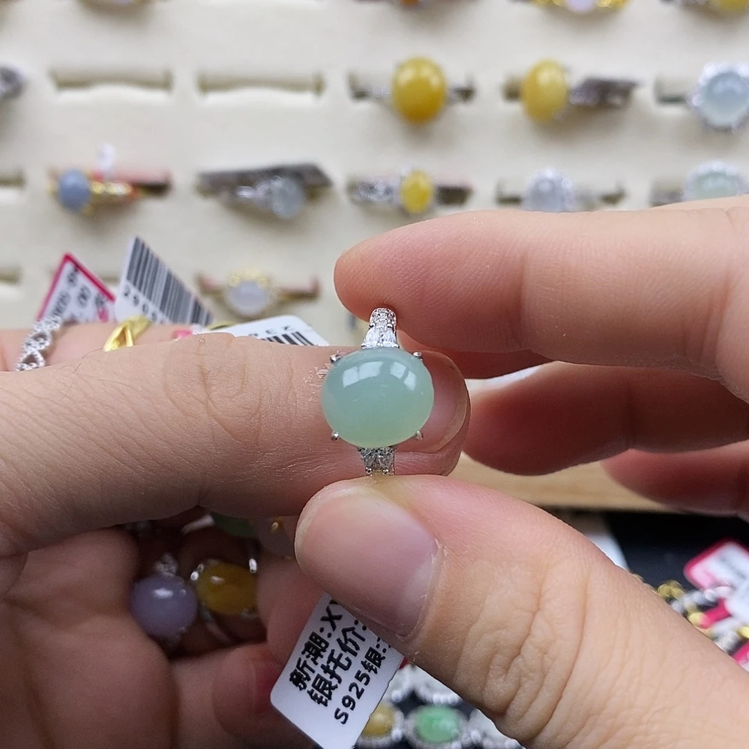 翡翠银S925镶嵌戒指