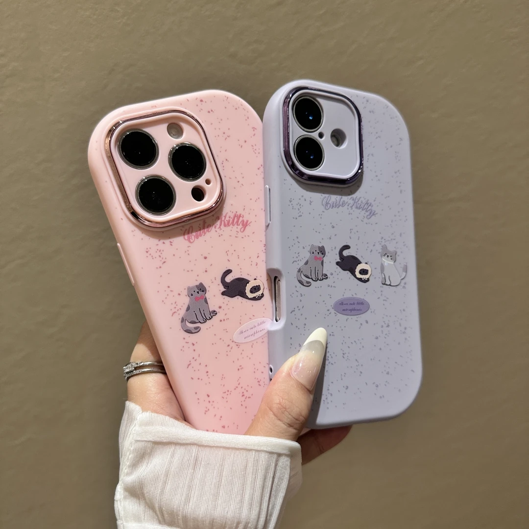 泼墨猫咪金属框大胖子适用于iPhone16苹果15苹果14promax创意13