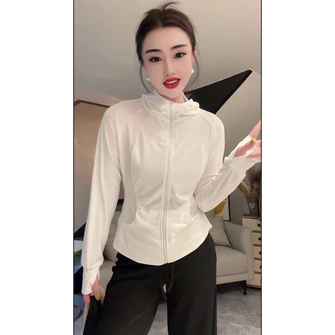 夏季连帽冰皮凉感防晒衣修身透气显瘦气质时尚休闲设计感百搭外套