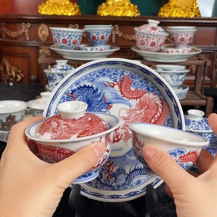 双龙戏珠三件套茶具
