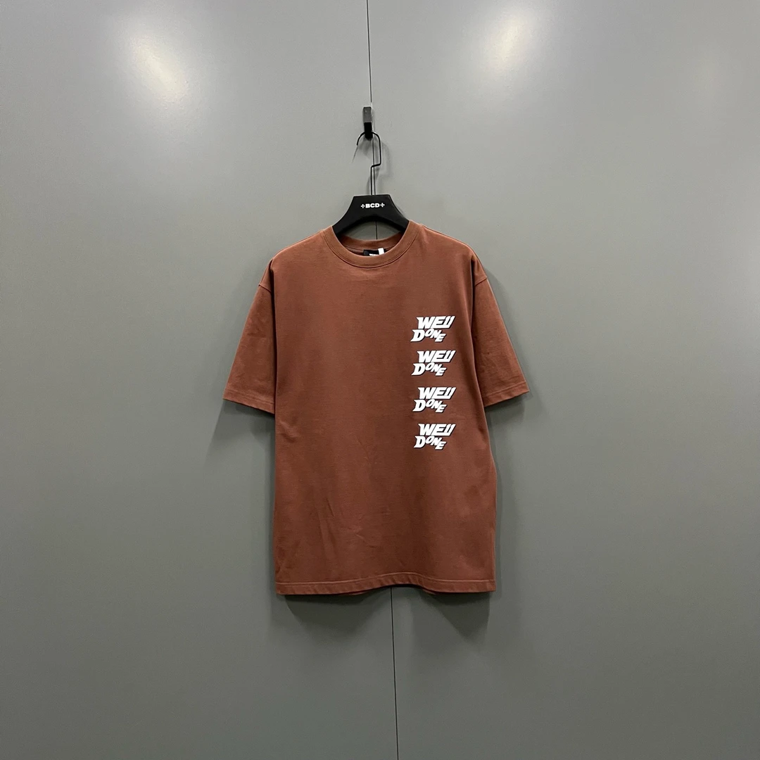 未使用 WE11 DONE (ll) WE11DONE 棕色logo贴标短袖 XS码/018918