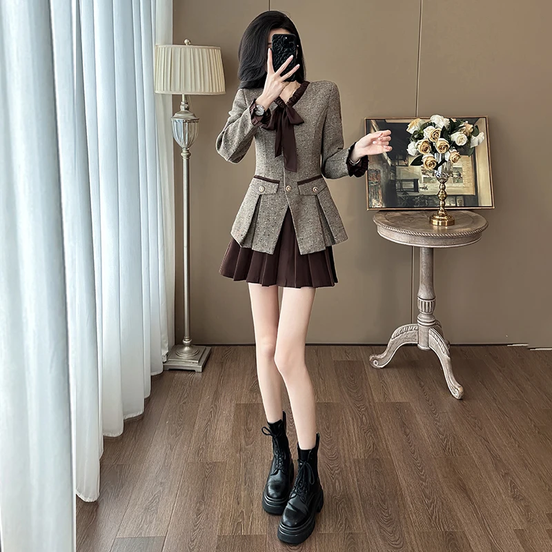 秋季减龄气质名媛御姐百褶裙两件套女高定富家千金小香风套装裙