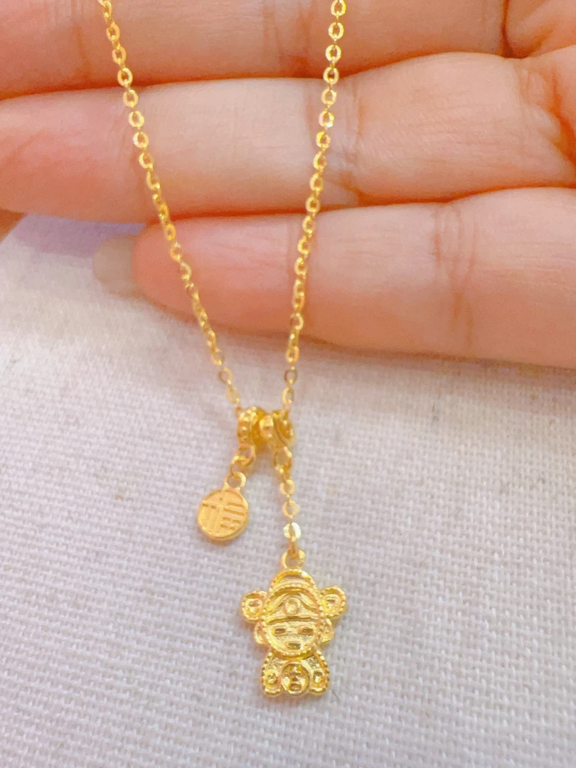 足金999财神爷福牌滴流项链黄金套链时尚百搭足金套链5235