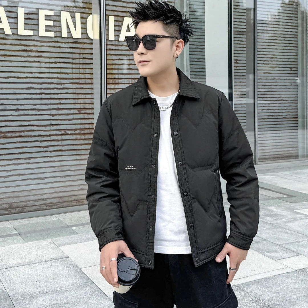 国标翻领轻薄羽绒服轻奢男士冬季新款户外防风加厚保暖外套3132