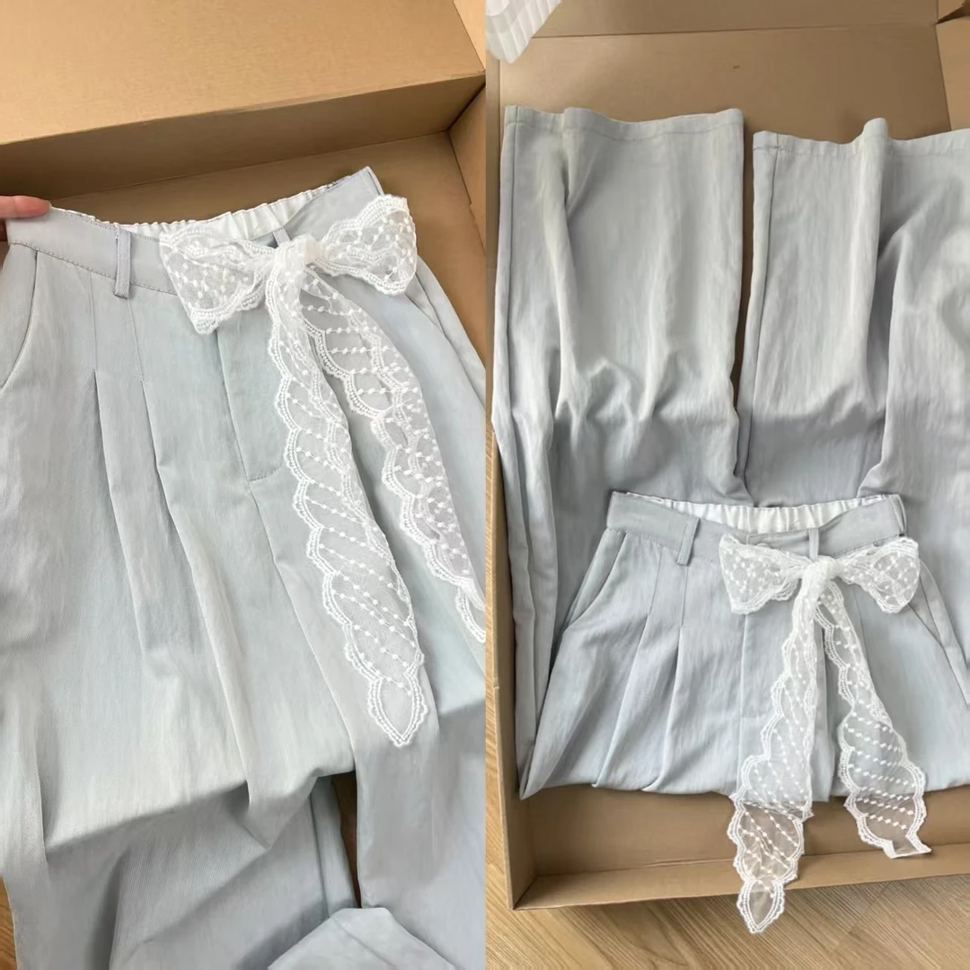 韩版直筒阔腿休闲裤女夏季薄款梨形身材大码高腰宽松遮胯显瘦长裤