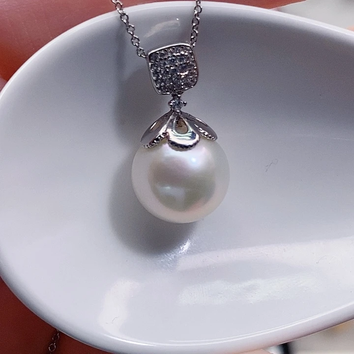 颈饰淡水珍珠银S925镶嵌12+A