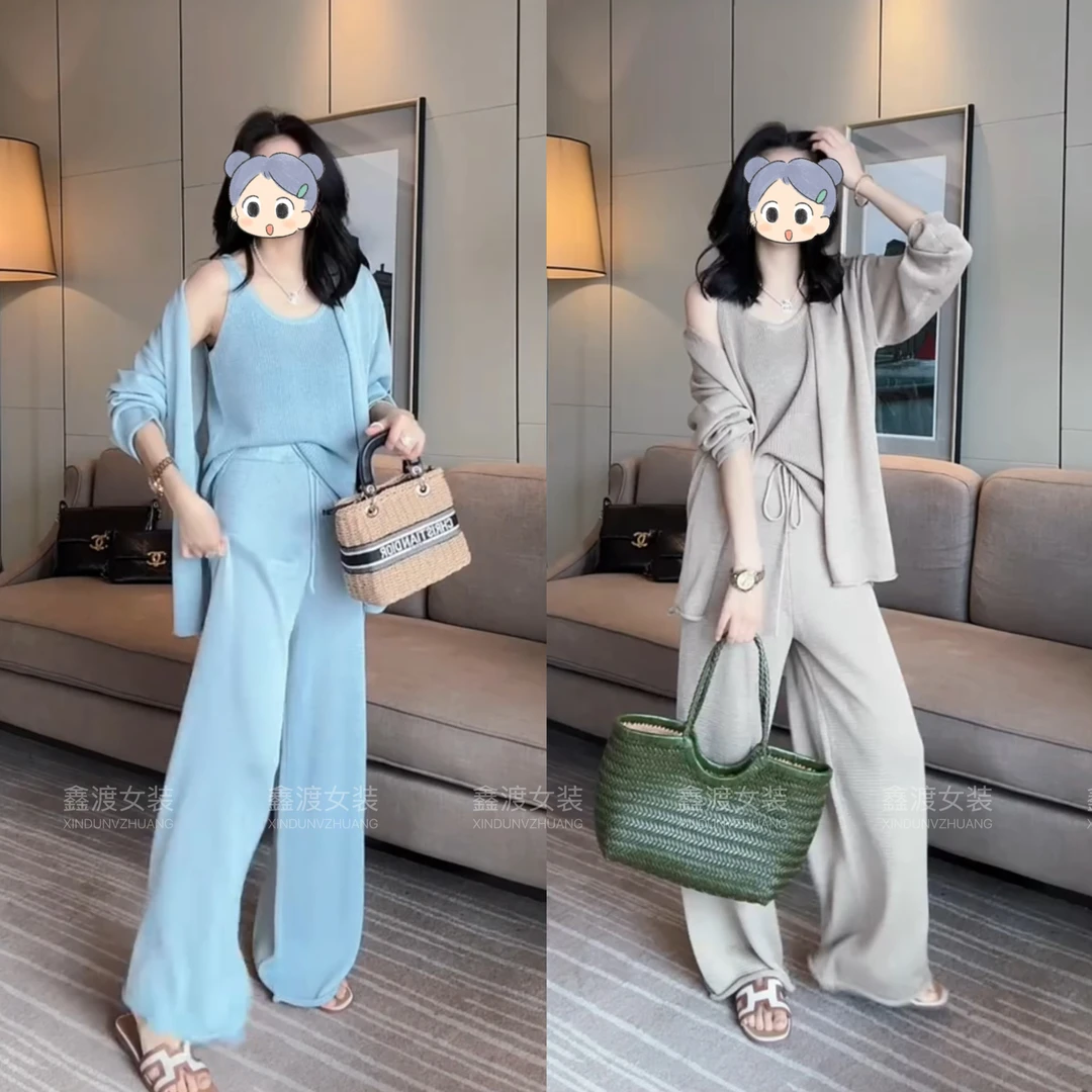 2025春夏新款时尚显瘦气质女士网红洋气三件套百搭款D6934