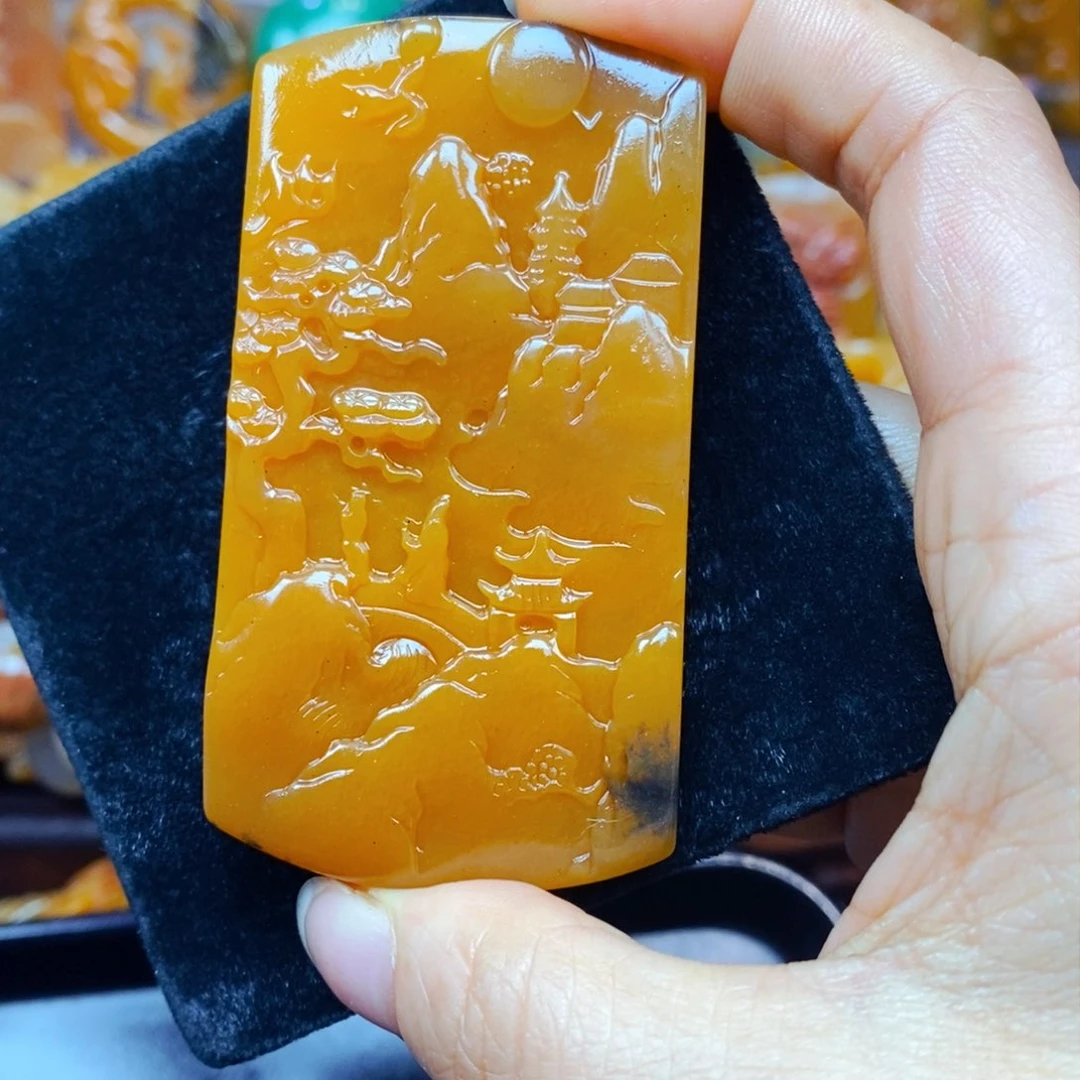 未镶嵌石英质玉（黄龙玉）吊坠(不含链)